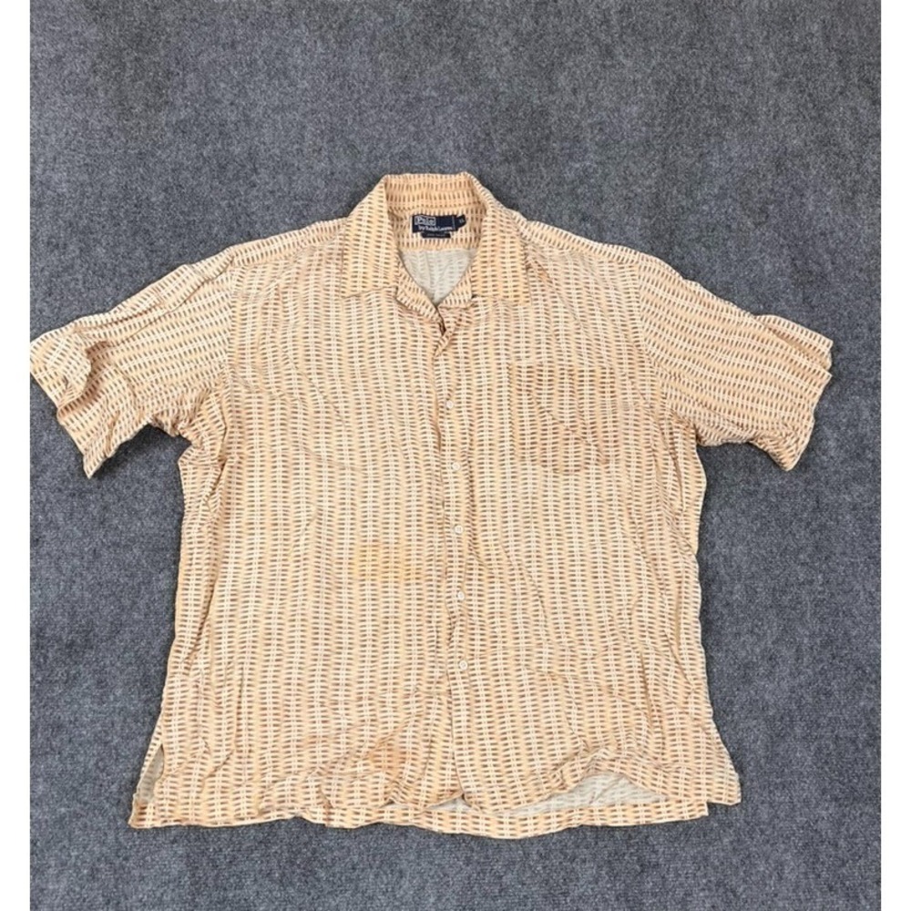 Polo Ralph Lauren Men's Button-Up All-Over Beige‎ Geometric Pattern  Size XL